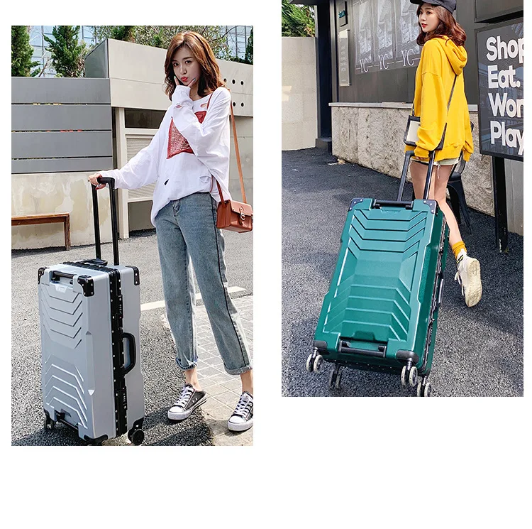 2019 шт. корпус и алюминиевый Drawbar TSA замок чемодан на колесиках чемодан колеса Бесплатная доставка