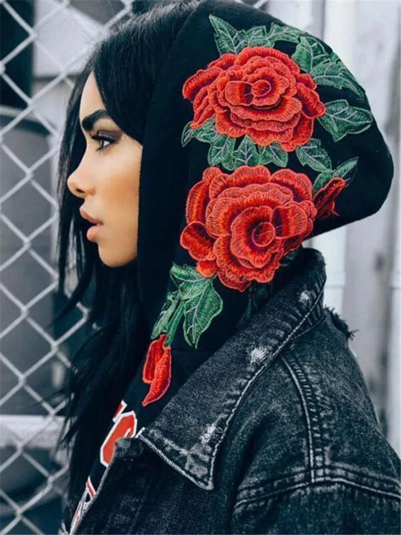 

New Fashion Womens Long Sleeve Hoodies Autumn Spring Casual Sweatshirt Floral Pullover Tops Hoodies Casual Street Wear
