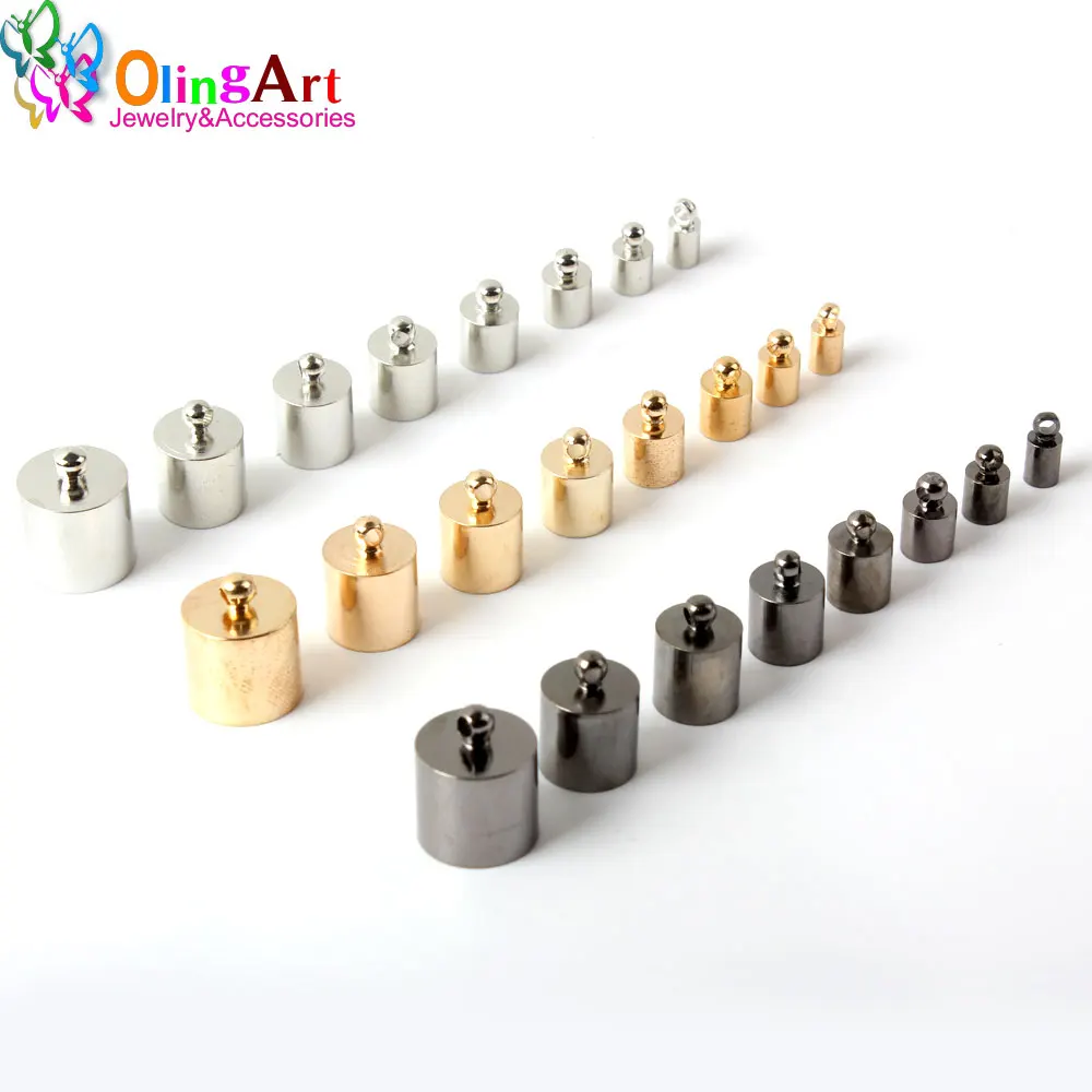 

DIY Fitting 9mm 24PCS Round Leather Cord Multi size quantity Brass Bell Buckle Clasps Hooks for choose End Caps Jewelry Findings