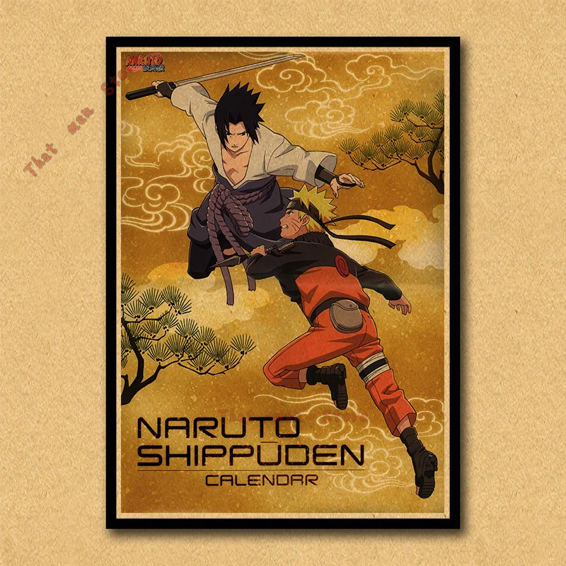 Постер Naruto обои аниме картины общежитии окружает джакузи Наруто/Учиха Итачи/плакат из крафт-бумаги/стикер на стену без рамки