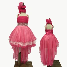 

Free Shipping 2018 New Arrival Formal Kids Dresses For Girls 10 12 Years Child Party Gowns Fuchsia Flower Girl Dress With Train