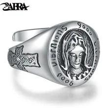 ZABRA 925 серебро Ретро Орна мужчин ts blession of virgin Mary кольцо с изменяющимся размером Мужчины Женщины тайское модное серебро ювелирные изделия