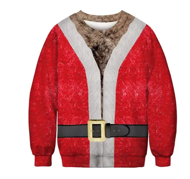 Рождественский свитер, пуловер с 3D цифровой печатью, Рождественский свободный свитер с круглым вырезом и длинным рукавом большого размера для пары - Цвет: 9