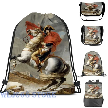 

Funny graphic print shoulder Bags women Napoleon Crossing the Alps Single shoulder backpack travel for men Gym Bag
