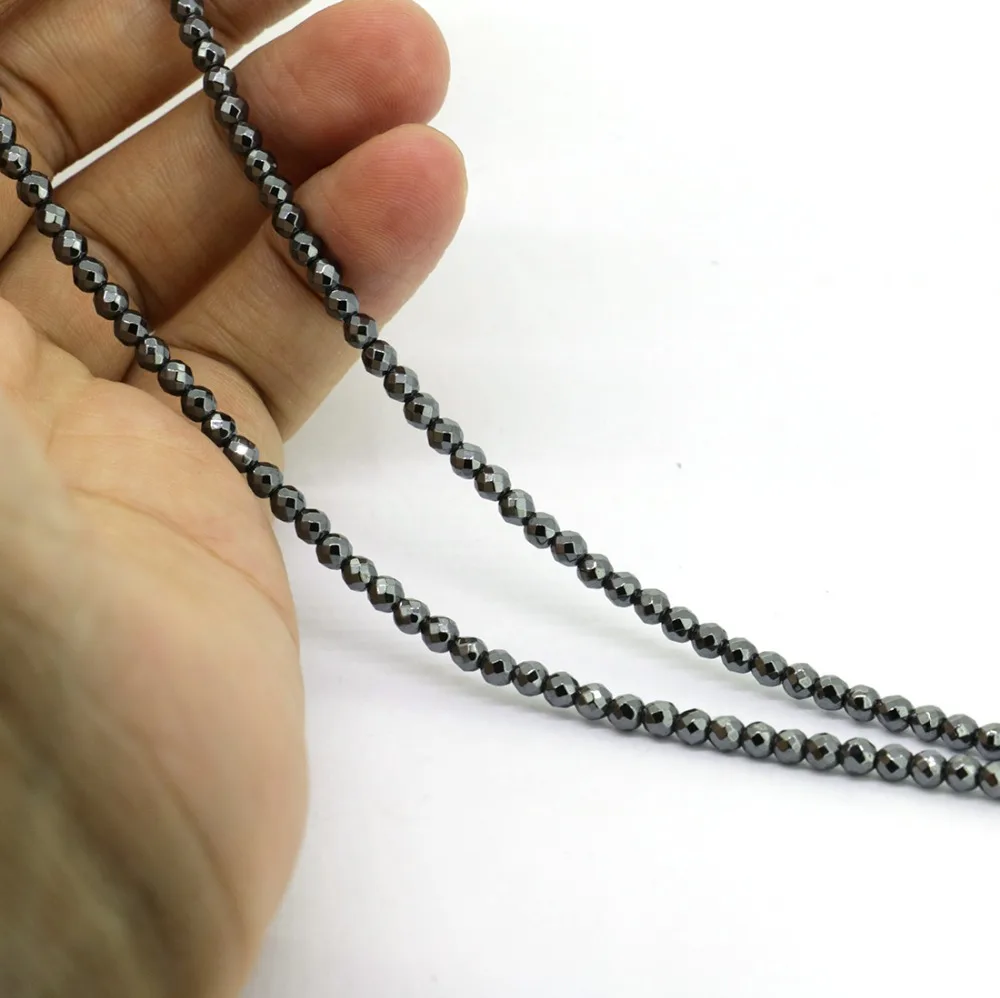 

3.5mm DIY Jewel Finding Beads,Hematite Faceted Round Black Color Loose Beads