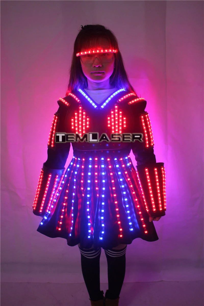 RGB цвет светодиодный робот костюм мужской светодиодный светящаяся Одежда для танцев для ночных клубов вечерние товары KTV