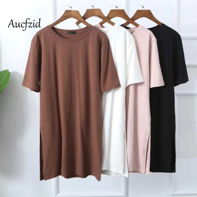 

Aucfzid Summer Oversize T Shirt Dress Women Tunic Sexy Dresses Female Casual Vintage Short Sleeve Party Dress A108