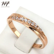 Classical Cubic Zirconia Lovers Ring Rose Gold Color Rhinestones Studded Wedding Rings Jewelry Jewellery For Women