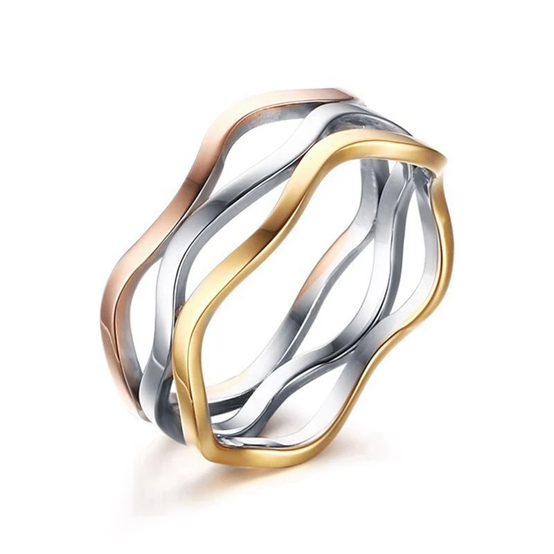 1pc stainless steel multiple layers finger rings 3 colors wedding rings for women irregular creative engagement - Creative Wedding Rings 1pc stainless steel multiple layers finger rings 3 colors wedding rings for women irregular creative engagement - Creative Wedding Rings