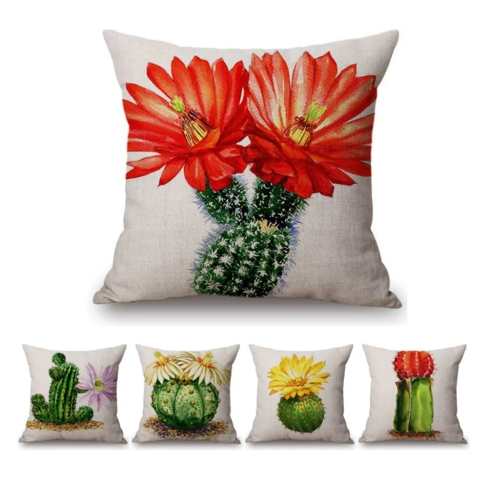 

Чехол для подушки в скандинавском стиле с изображением летних растений, шаров, кактусов, цветов