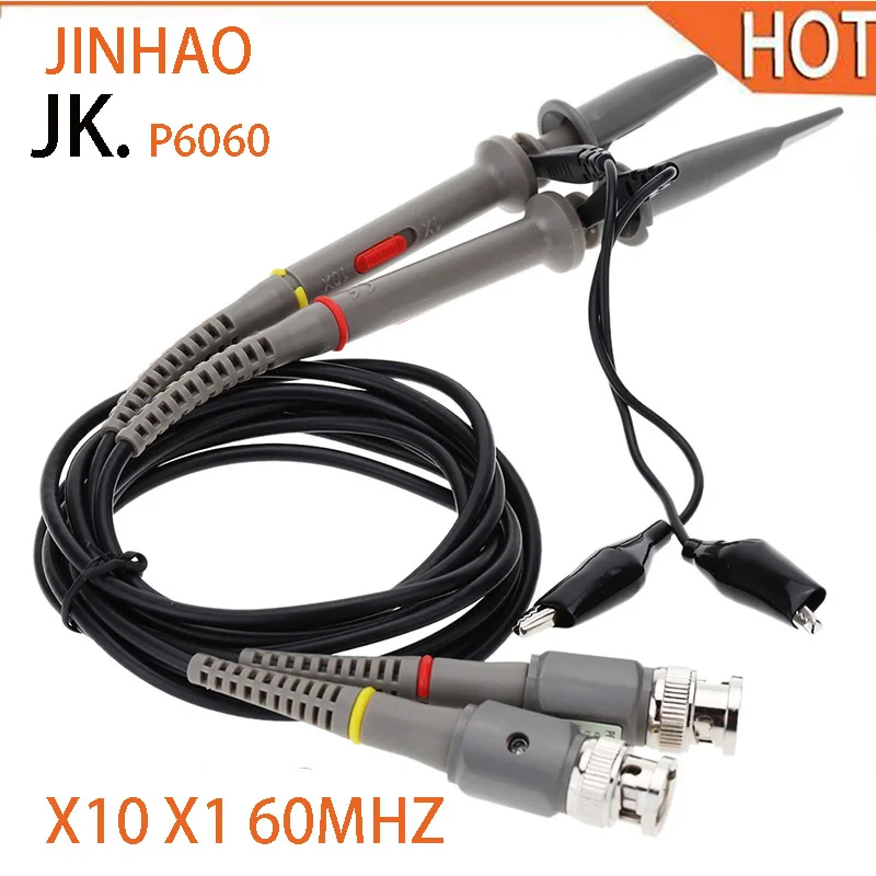 

JINHAO 2pcs P6060 portable Professional Oscilloscope Probe Kit 60MHZ X10 X1 Accessories Oscilloscope Sonde