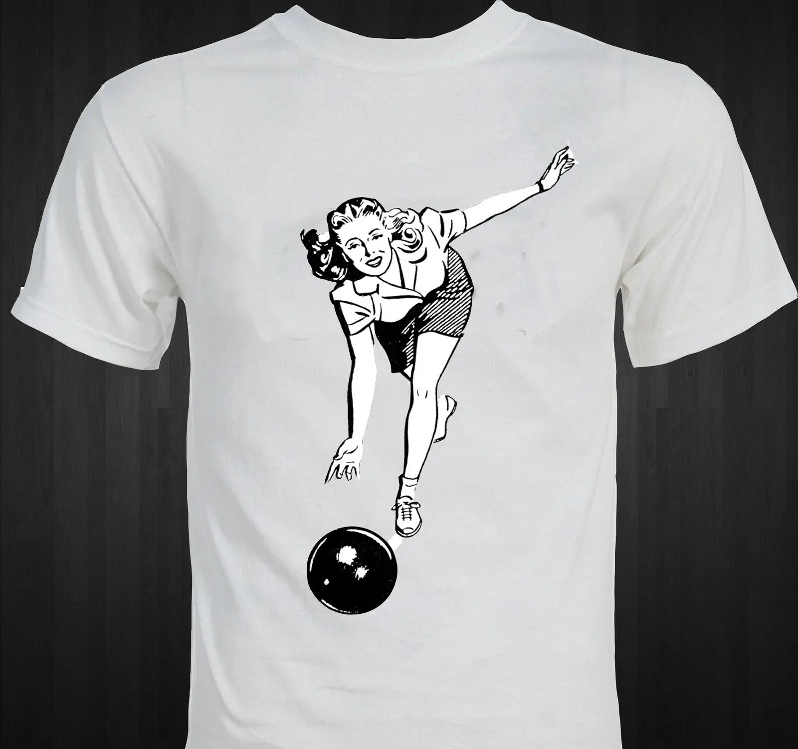 BOWLING ! - Retro 1950s Bowl Woman - unique bowler's T-shirt BOWLING ! - Retro 1950s Bowl Woman - unique bowler's T-shirt
