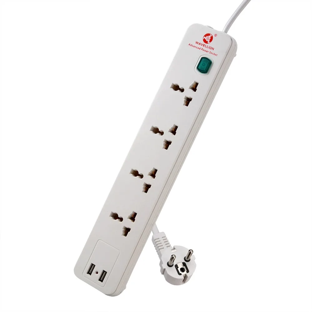 

5 Way 5 AC Outlets Desktop Charger+2 USB Ports Extension Lead 2M Cable EU Plug Mul electrical outlets Socket Surge Protection