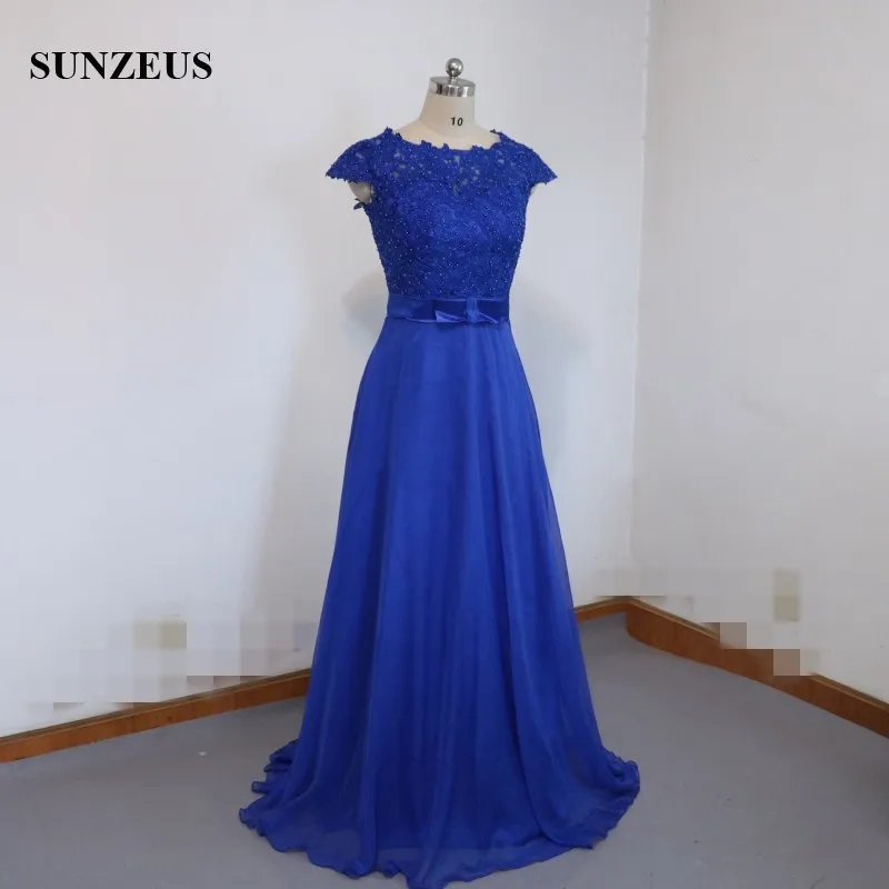 ТРАПЕЦИЕВИДНОЕ голубое платье для матери невесты с рукавами-крылышками, кружевные женские вечерние платья, длинное шифоновое женское платье для свадьбы CM035