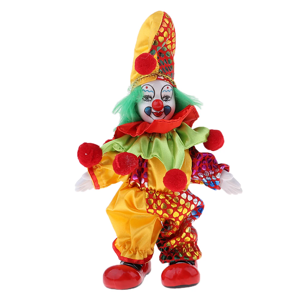 6inch Funny Clown Porcelain Doll in Colorful Costume Christmas Gift Decor Suit to make a perfect craft gift for Christmas #1