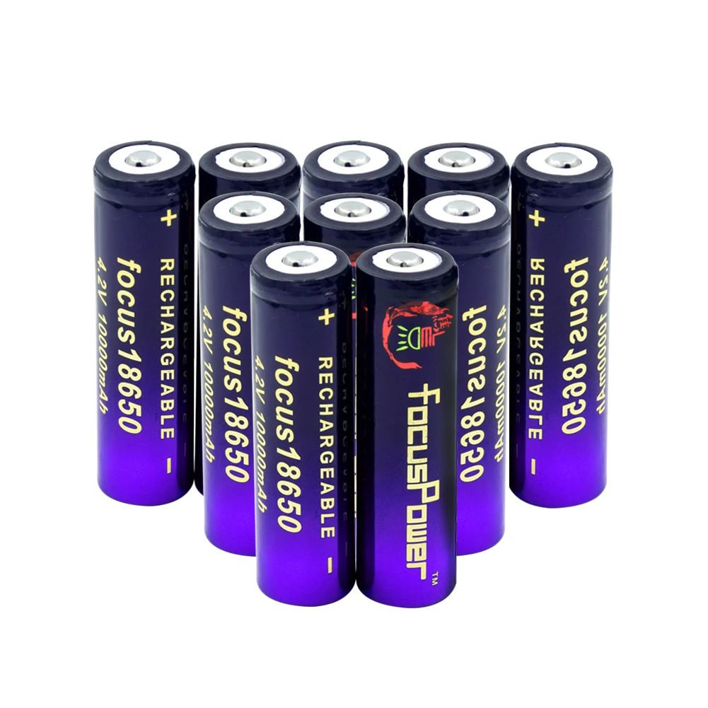 9800mAh Li-ion 3.7V Rechargeable Batteries for Flashlight Headlamp 4X Batteries18650 Battery button top