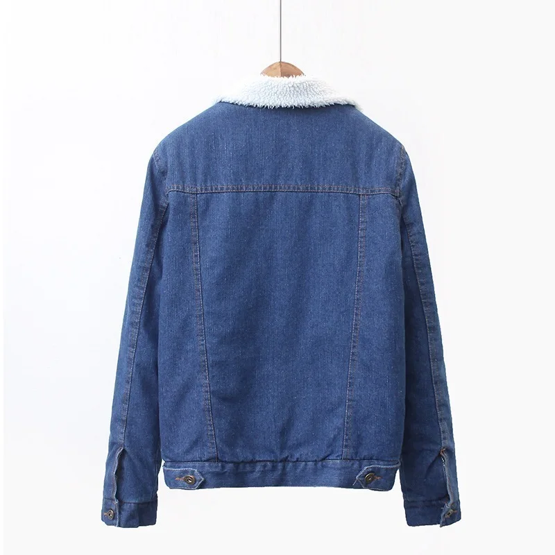 Coréen Jeans Femme Bf D'agneau Augmenter Femelle Denim Hiver Cowboy Blue Cottonwomen Fourrure De Manteau Faux Automne Épais Survêtement Veste Lâche qBnwPq17
