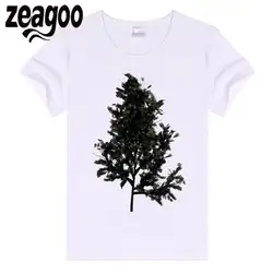 Zeagoo экипажа Повседневное Основные Обычная Для женщин шеи Slim Fit мягкий короткий рукав Футболка белая tree36