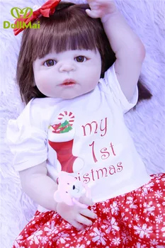 

Reborn baby girl dolls 23"57cm full silicone body newborn girl dolls gift Bebe realistic reborn com corpo de silicone menina
