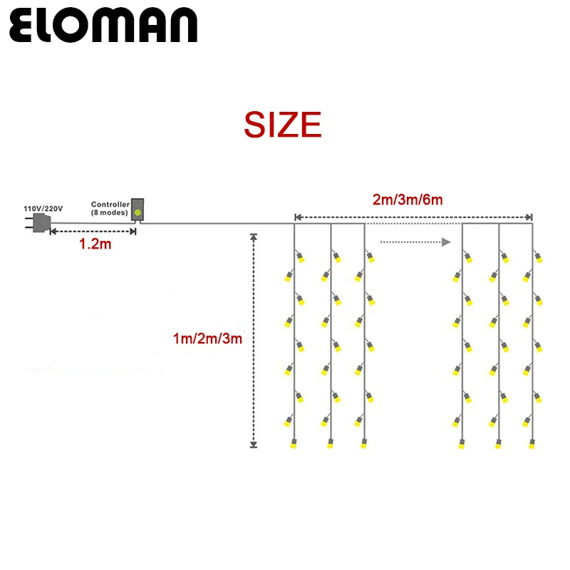 3 м* 3 м оконные занавески гирлянды ELOMAN Рождественская Свадебная вечеринка домашний сад спальня наружное внутреннее светодиодное украшение