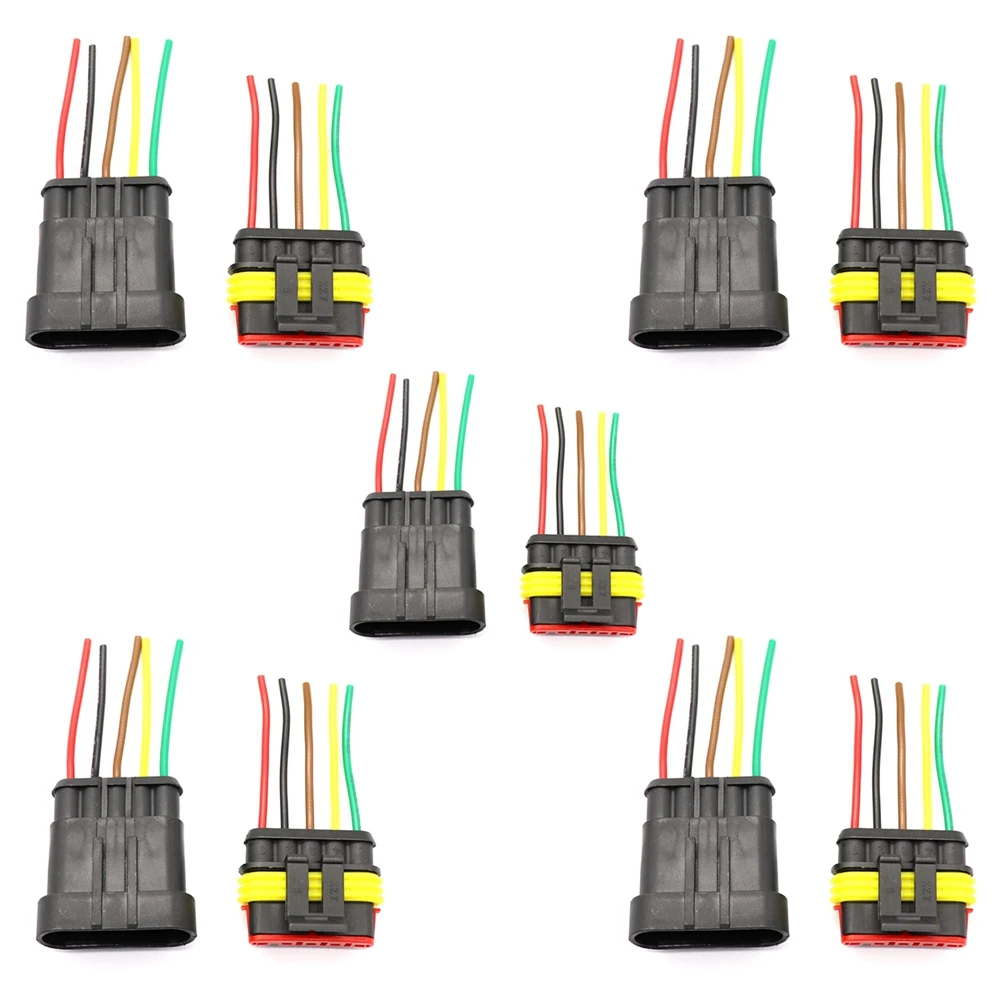 Waterproof Car Electrical Connector 5 Pin Plug Socket Kit with Wire AWG