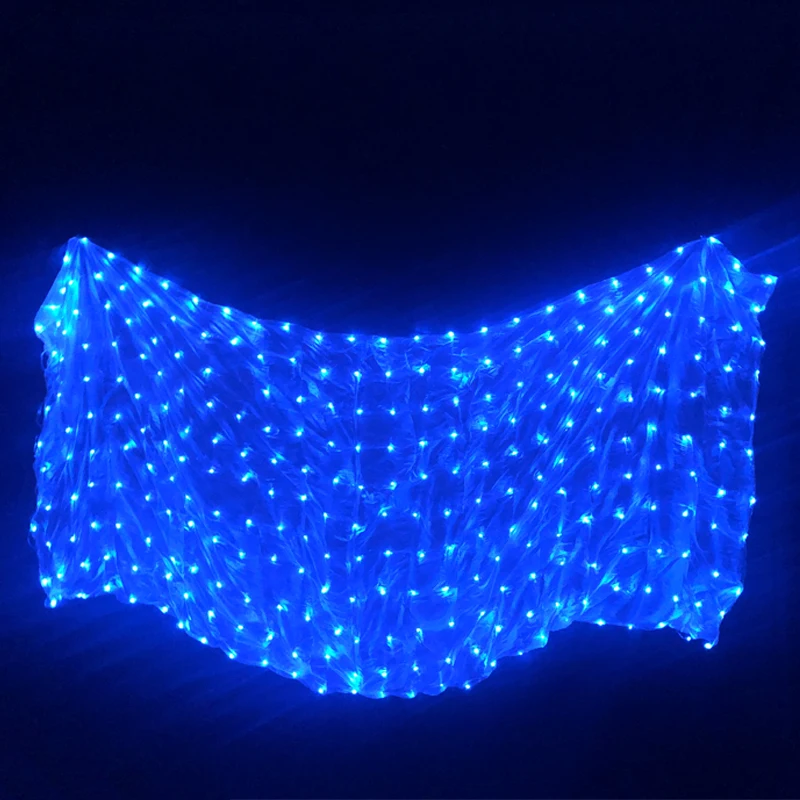 1Pc Silk Belly Dance LED Veil 4 Colors Belly Dance Stage Performance Props Belly Dance Accessories LED Silk Veils 5 Sizes - Цвет: Blue