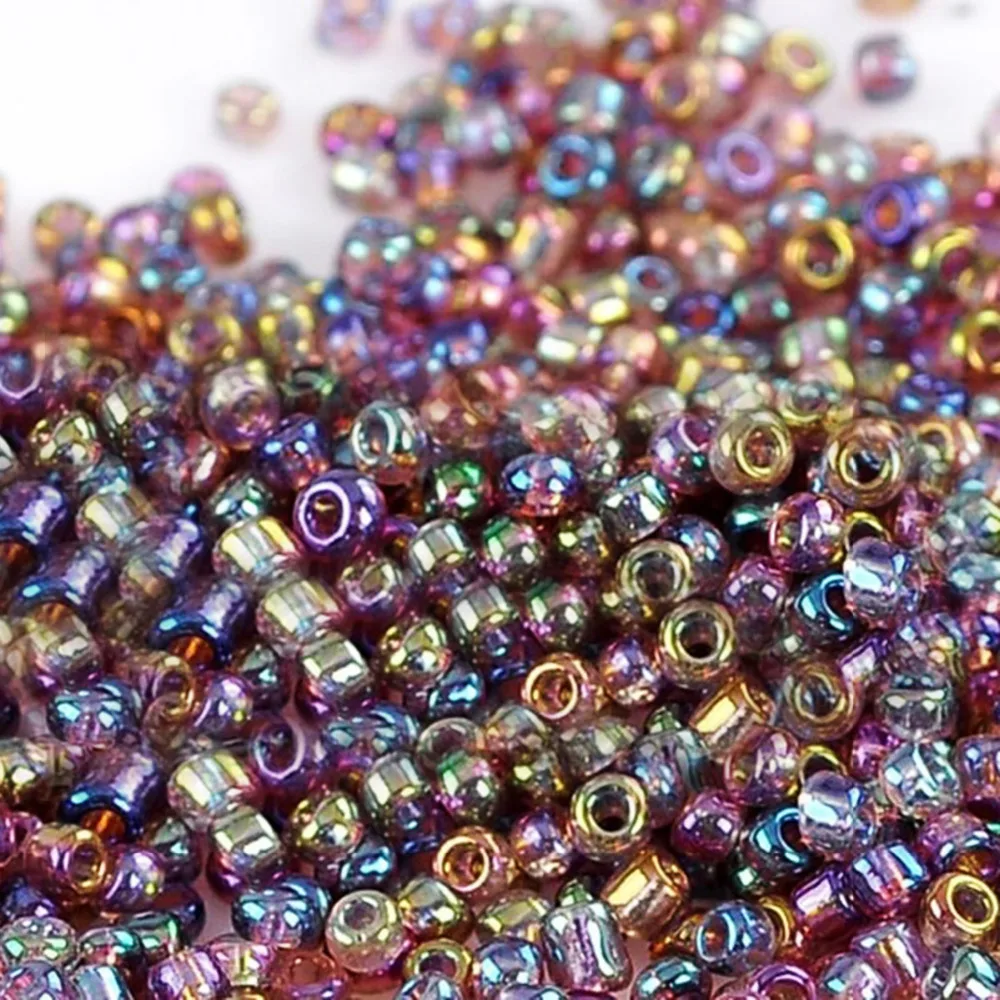 DoreenBeads 100 г (прибл. 9500 шт.) цветные стеклянные бусины AB цилиндрические для