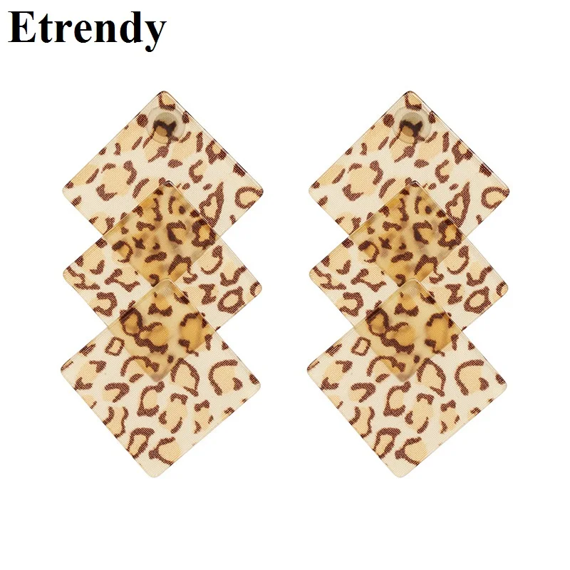 

Leopard Acrylic Drop Dangle Earrings For Women Multi Layers Square Large Pendientes 2019 Fashion Jewelry