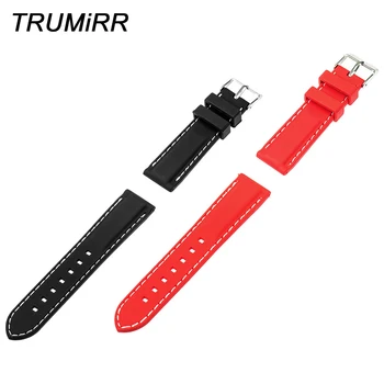 

Universal Silicone Rubber Watchband 20mm 22mm Replacement Watch Band Strap Bracelet With Watch Tool and Spring Bar Black Red