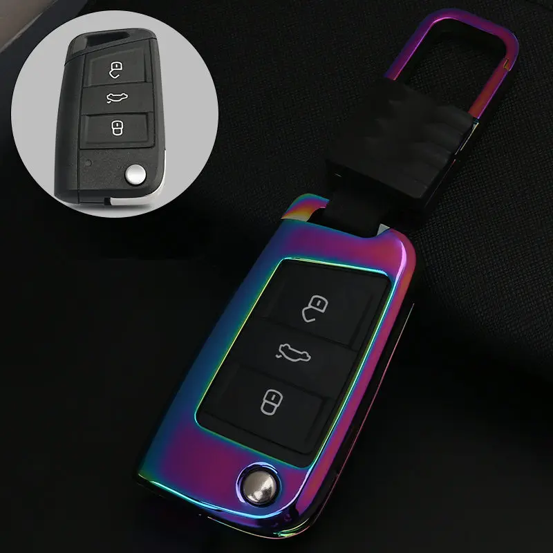 Zinc alloy Key Case Cover key ring For Volkswagen VW Golf 7 GTI R MK7 Tiguan For Skoda Octavia A7 For Seat Leon Ibiza