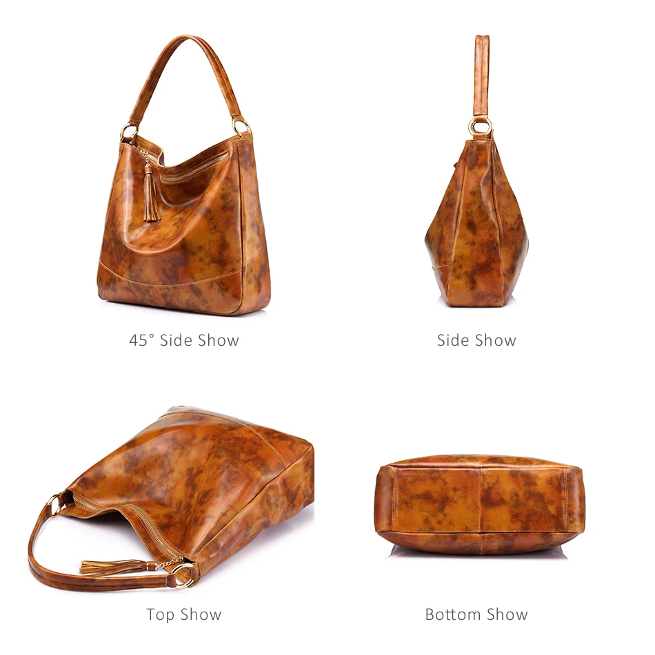 Бренд REALER, женские кожаные сумки, женская сумка через плечо из натуральной кожи, Большая вместительная сумка-тоут с кисточкой, черный/коричневый