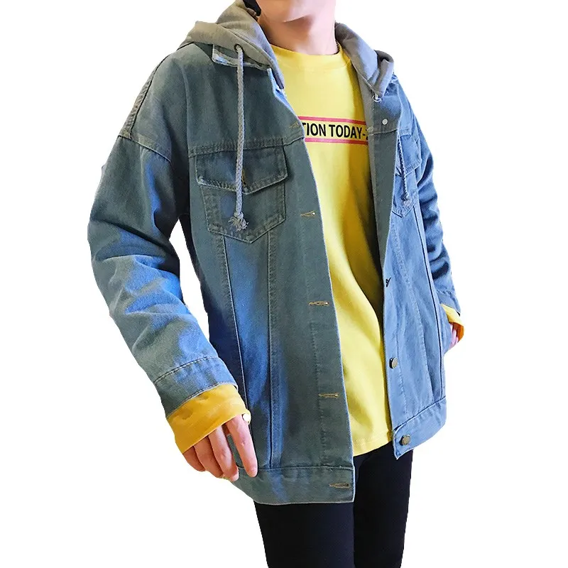 

High Quality Big Size Denim Jacket Men Casual Zip Jacket Hooded Male Jackte Comfortable Cowboy Jacket Size M-5XL