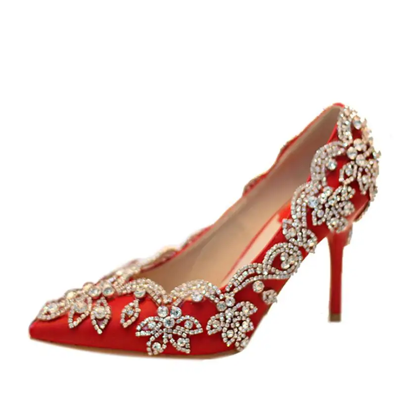 

Spring and summer fashion fine-heeled diamond dress pointed crystal wedding high heels