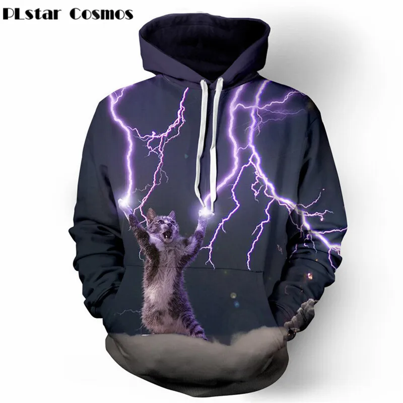 

PLstar Cosmos Thundercat Sweatshirt cat lightning thunder 3d hoodie Women Men Sweatshirts harajuku hooded Casual Sweats