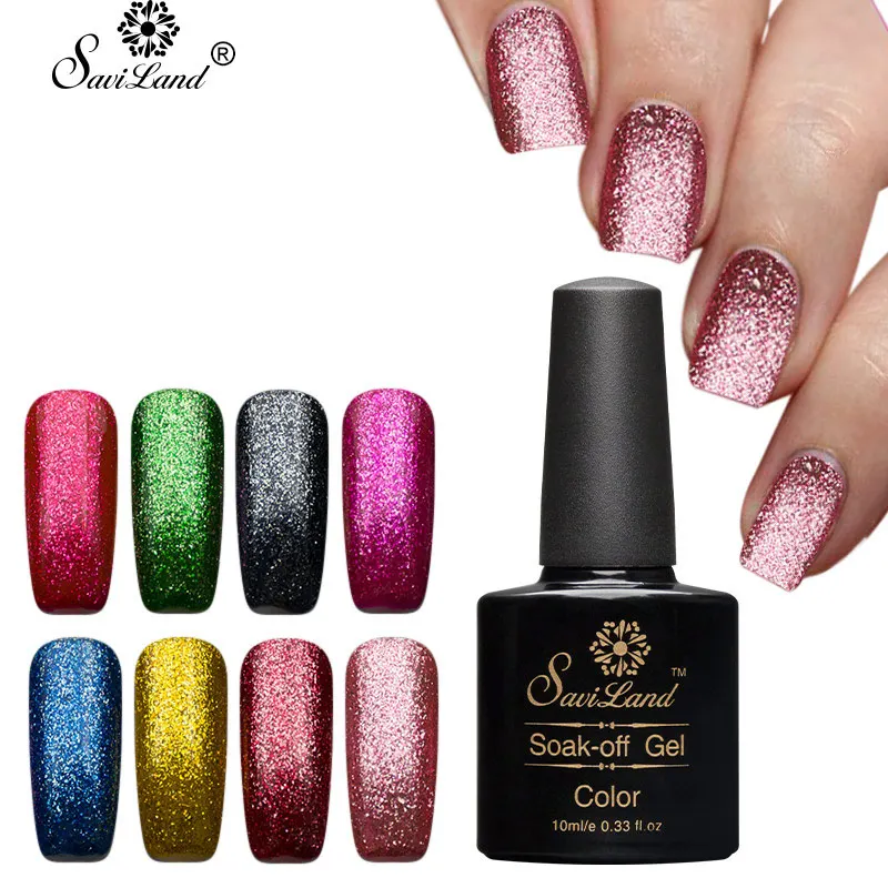 

Saviland Shining Platinum Gel Lacquer 10ml UV/LED Gel Nail Polish Shimmer Glitter Color Coat Soak Off Fingernail Gel Varnish