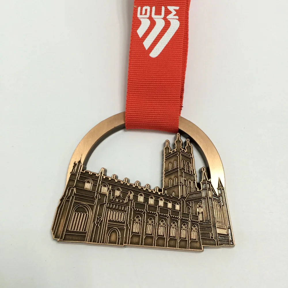 

irregular shape medal with custom design and medal lanyard--50.8mm diameter-one side-blank ribbon