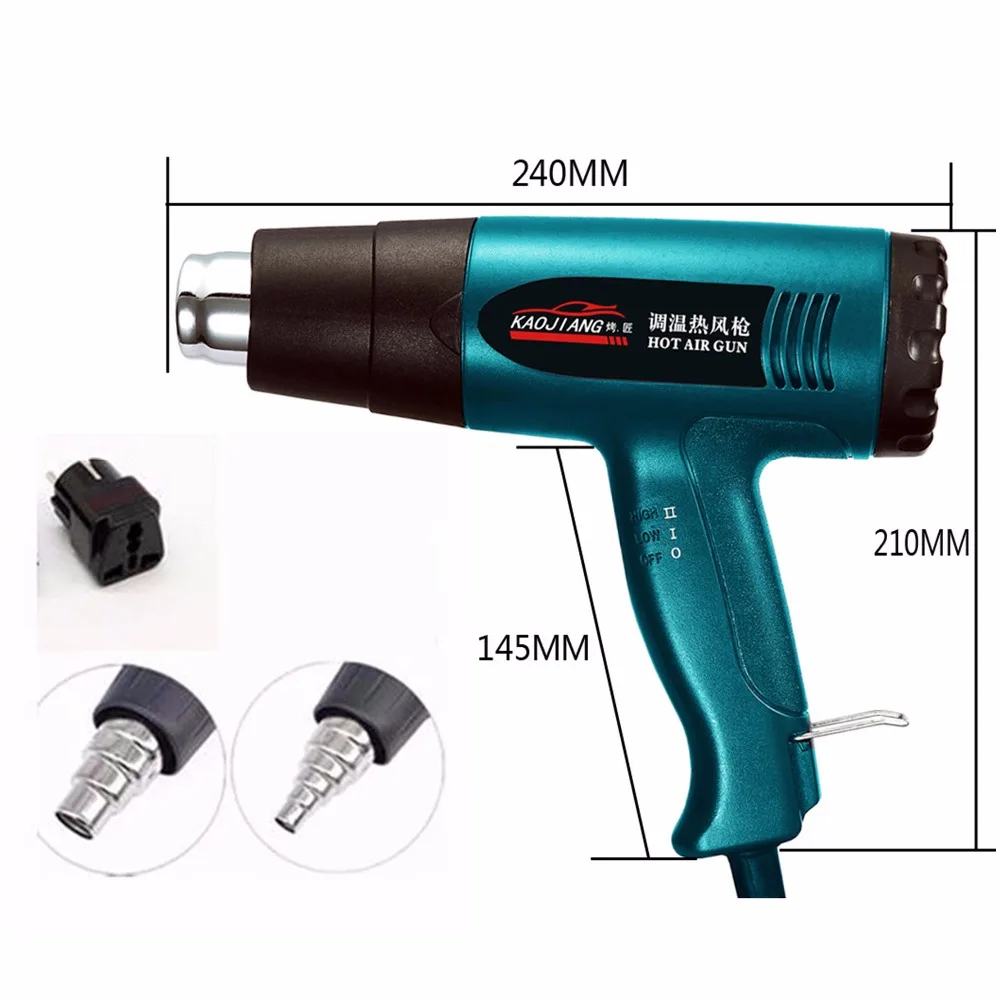 Портативный промышленный фен, Электрический строительный инструмент, тепловой фен для волос, строительный пистолет, термостат, тепловая воздуходувка