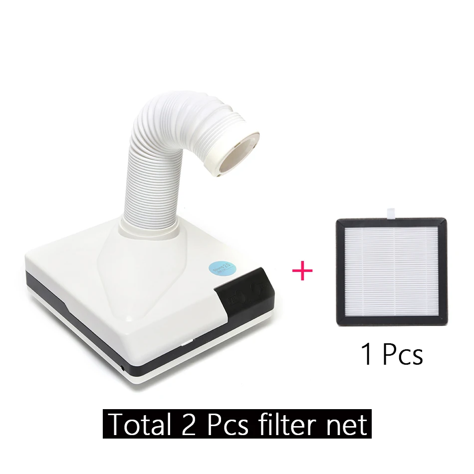 Профессиональный пылесос ViiNuro для дизайна ногтей мощностью 60 Вт, мощный пылесборник для ногтей, аппарат для маникюра, вентилятор для удаления пыли - Цвет: White 2 Filter Net