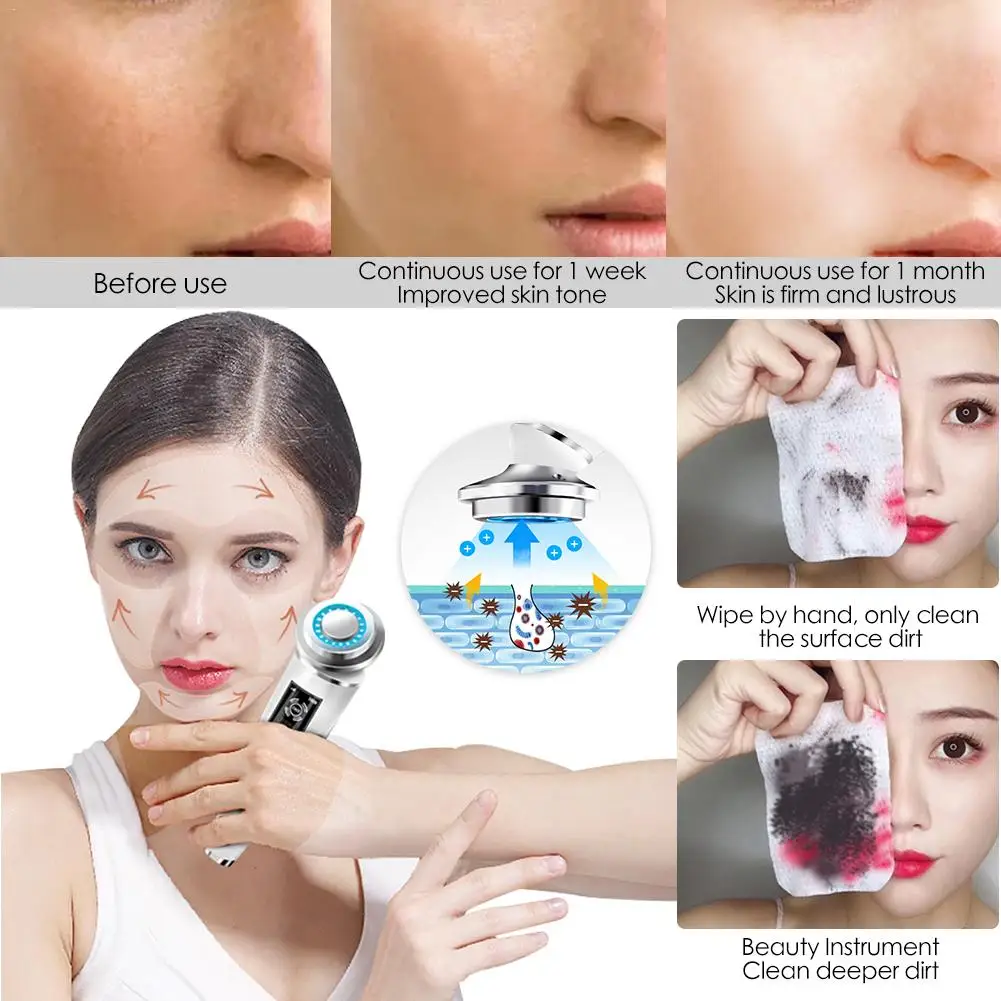 Branqueamento de Limpeza Instrumento de Beleza Cuidados com a Pele Colorido Levou Facial Limpeza Profunda Lifting Massageador Elétrico Dispositivo Luz 20 Utensílios de cuidado facial