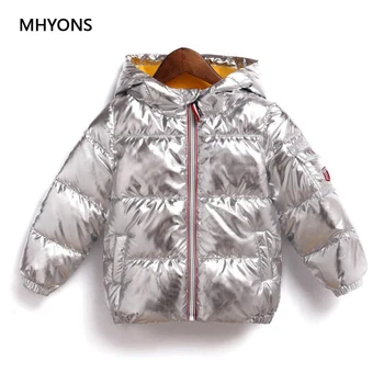 

MHYONS 2019 New Fashion Winter Jacket For Girls Children Jacket Kids Hooded Warm Outerwear Cool Golden Silver Coats Boys Jacket