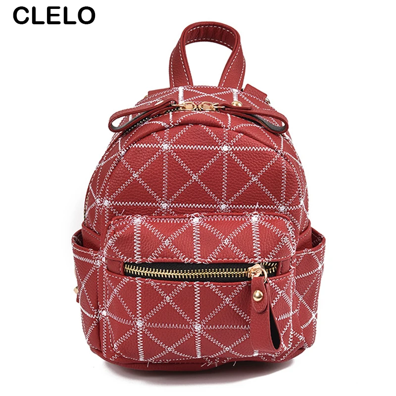 

CLELO new fashion women pu backpack hit color women's bag leisure package travel school bags for teenager girl preppy style