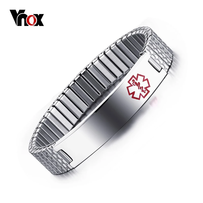 Vnox Stainless Steel Medical Alert Stretch Adjustable ...