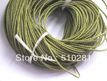 

FREE SHIPPING!!!3mm 100 meter DARK GREEN real round leather jewerly cord
