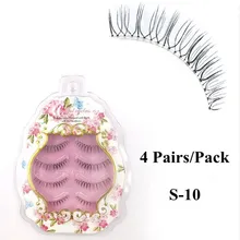 Высокое качество 4 пары натуральные длинные накладные ресницы 3D ручной работы черные мягкие ресницы много ежедневного наращивания макияж для глаз