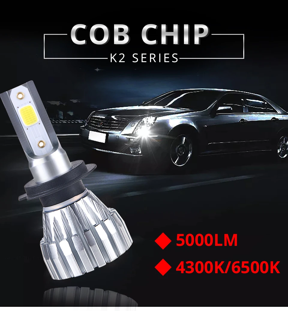 H1 H7 Mini Led Fanless Car Headlight 4300K 6500K 12V 5000LM 50W HB3 HB4 H4 For KIA RIOCEEDSportageSoulSorentoOptimaSpectra (1)