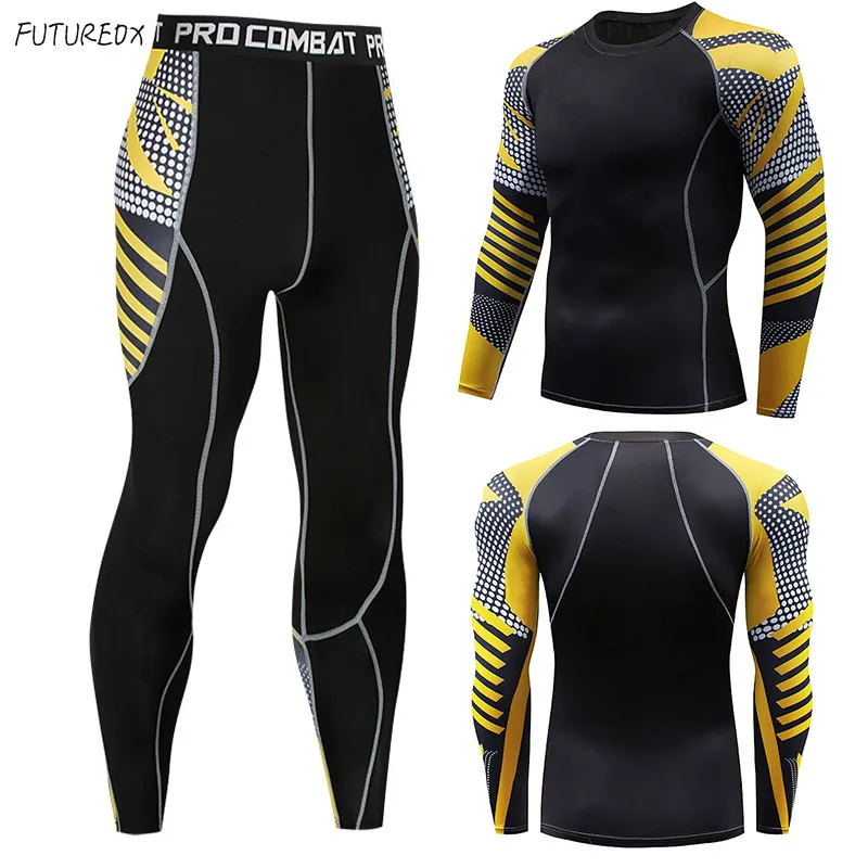 

High quality new men's sun protection underwear set compression shirt sweat quick dry heat thermal underwear men's sportswear
