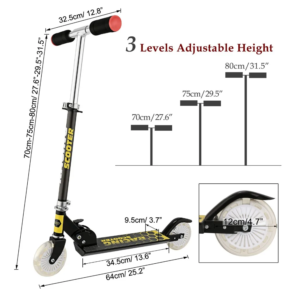 ANCHEER New Aluminum Alloy Kick Scooter Flashing 2 Wheel Scooter Adjustable Height Best Gifts for Children Unisex Foot Scooters ANCHEER New Aluminum Alloy Kick Scooter Flashing 2 Wheel Scooter Adjustable Height Best Gifts for Children Unisex Foot Scooters
