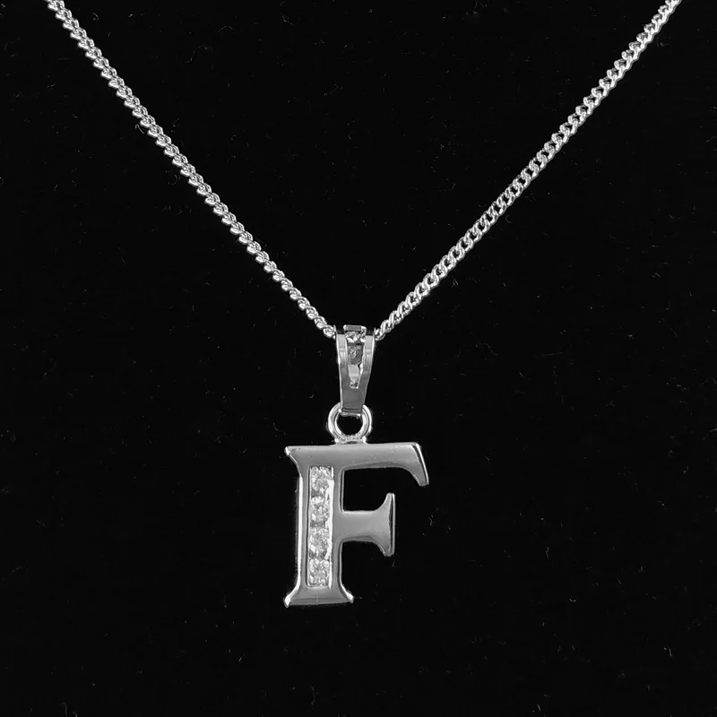 

F Capital Letter Pendant Necklace Women Pendentif Lettre Pingente Crystal Collar Colgantes Collana Kettingen Pendatif Kolye NL-F