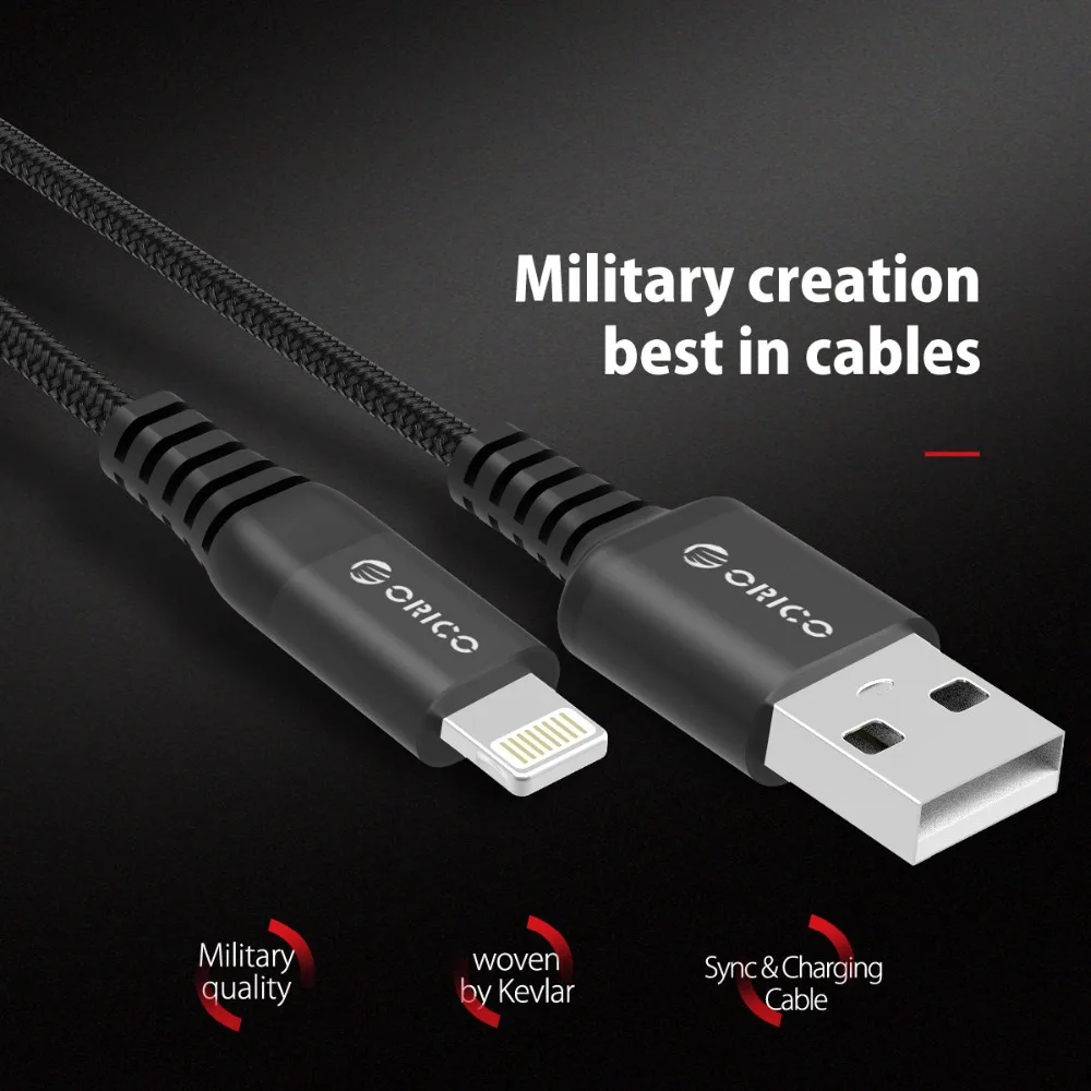 ORICO 1 M النايلون الإضاءة USB كابلات 2.4A سريع كابل شحن ل فون x 8 7 6 5 زائد باد المحمول الهاتف كابل بيانات كابل الشاحن