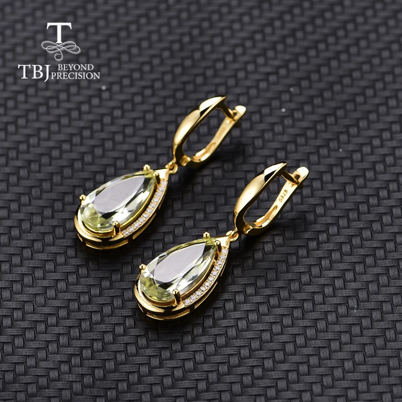 TBJ, натуральный зеленый аметист драгоценный камень ювелирные изделия ожерелья и серьги набор в 925 драгоценности из серебра и камней для женщин с подарочной коробкой